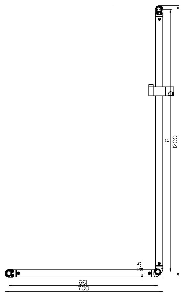 Alva Varia Haltegriff 90 mit Brh. 120x70cm, bis 130kg, Aluminium Chrom - AQBFVAHG90.3AC