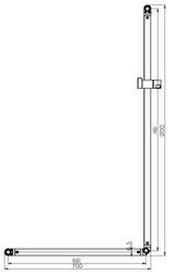 Alva Varia Haltegriff 90 mit Brh. 120x70cm, bis 130kg, Aluminium Chrom - AQBFVAHG90.3AC
