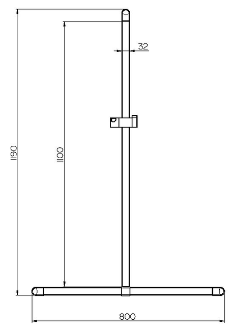 Alva Varia Handlauf T-Form mit Brh. 119x80cm, bis 130kg, Aluminium Chrom - AQBFVAHL80AC