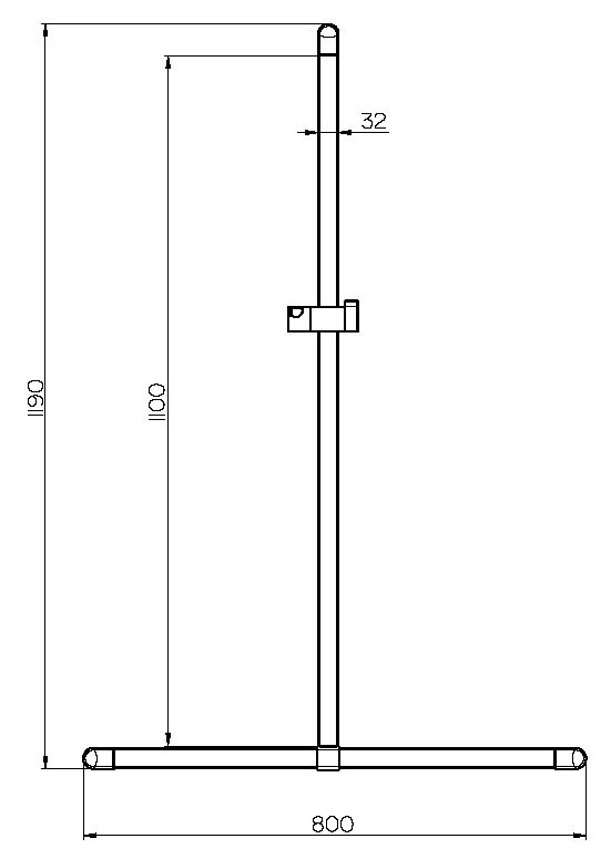 Alva Varia Handlauf T-Form mit Brh. 119x80cm, bis 130kg, Aluminium Chrom - AQBFVAHL80AC
