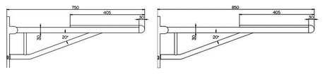 Alva Varia Klappgriff 1-armig 75cm weiche Auflage, Stütze, bis 130kg, Chrom - AQBFVAKG1AS75C
