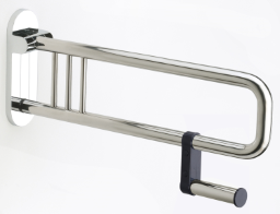 Alva Varia Klappgriff 75cm mit Toilettenpapierhalter, bis 130kg, Chrom - AQBFVAKGRH75C