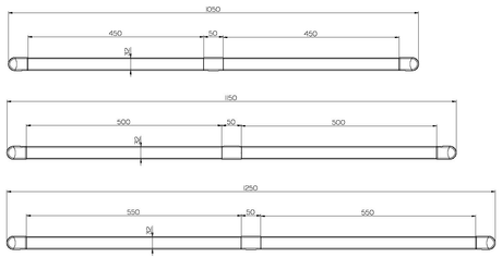 Alva Varia Wandhandlauf m. T-Winkel 115cm, bis 130kg, Aluminium Chrom - AQBFVAWHL115AC