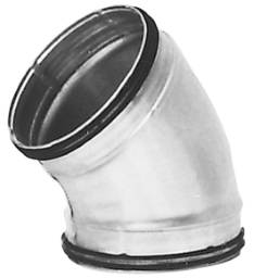 ALVA Spiro Bogen verz.Blech DN315-45° mit Lippendichtungen