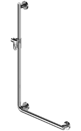 Alva Varia Haltegriff 90 mit Brausehalter, 119x43,5cm,bis 130kg,Chrom - AQBFVAHG90.2C