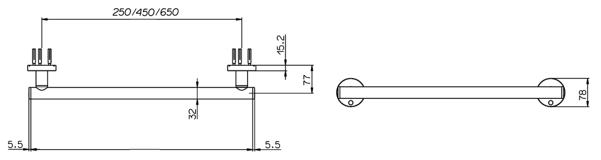 Alva Varia Wandhaltegriff 65cm bis 130kg, Chrom - AQBFVAWHG65C