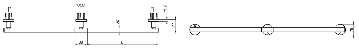 Alva Varia Wandhandlauf 105cm bis 130kg, Chrom - AQBFVAWHL105C