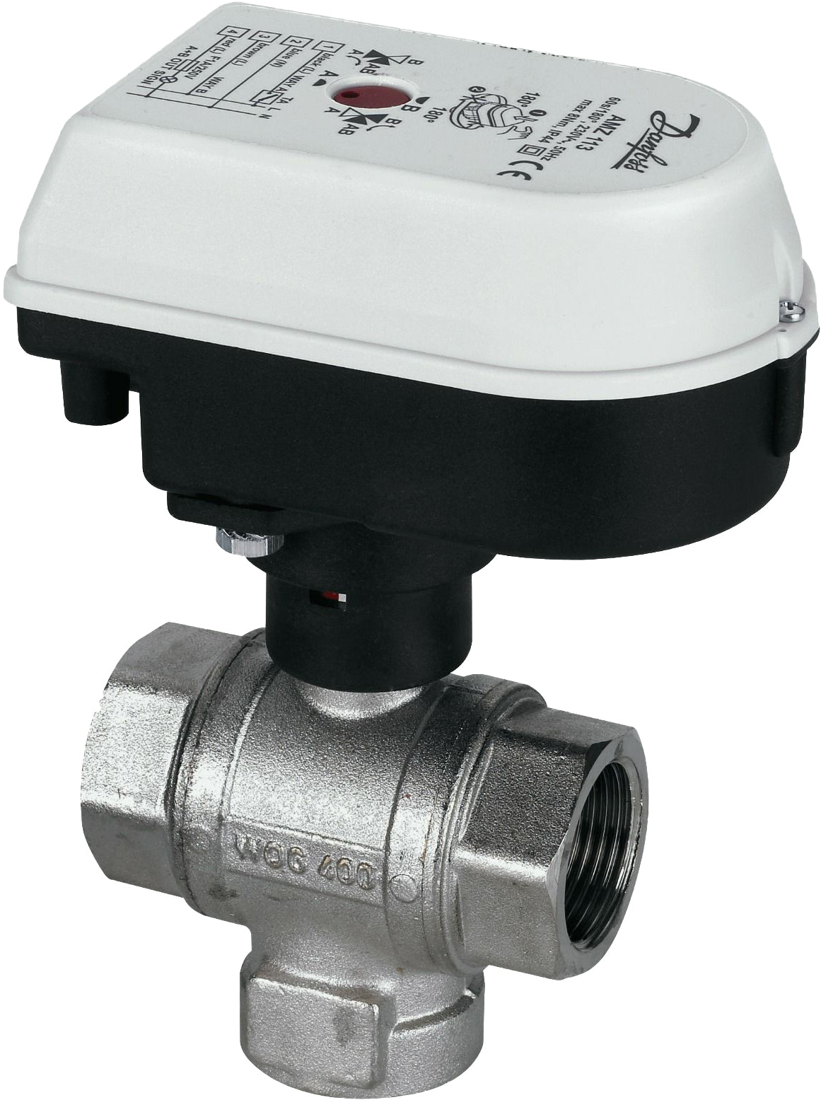 Alva Motorkugelhahn 1" 3-Weg 230V m.Hilfskontakt, kvs 13, max. 110C - ALMKH3.1