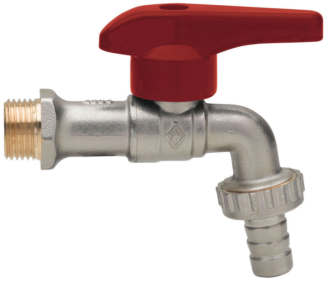Alva Auslaufkugelhahn CD200A 3/4"AG, Mssg.m.vollem Durchgang m.Schlauchver. - ACKHA3/4