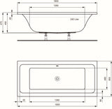Alva Idea Acryl Wanne Duo 180x80cm, Weiß ohne Füße - AQBWIDDUO180
