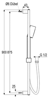 Alva Aura Brausestangenset 90cm Handbrause 3-fach,Brauseschl.150cm,Chrom - AQARAUBS