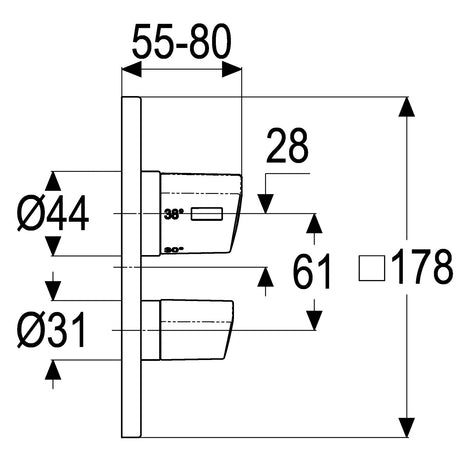 Alva Aura Brausethermostat UP Sichtteil, Chrom - AQARAUTSTB