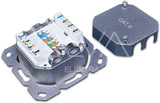 Alva KAT.6 Unterputzdose komplett 2xRJ45 Schrägauslass geschirmt, RAL9010, LSA+ - DD-KAT6-2-UP-9010