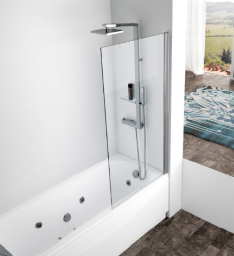 ALVA Varia Wannenwand 1-teilig Fixelement 150x80cm, Glas ESG Clean, Silber
