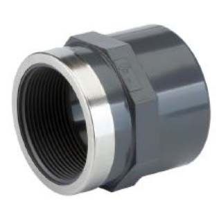 Alva PVC-U Ü-Muffe ALU, d50-6/4" für Schwimmbadanwendung PN16, grau - ACSWUM50