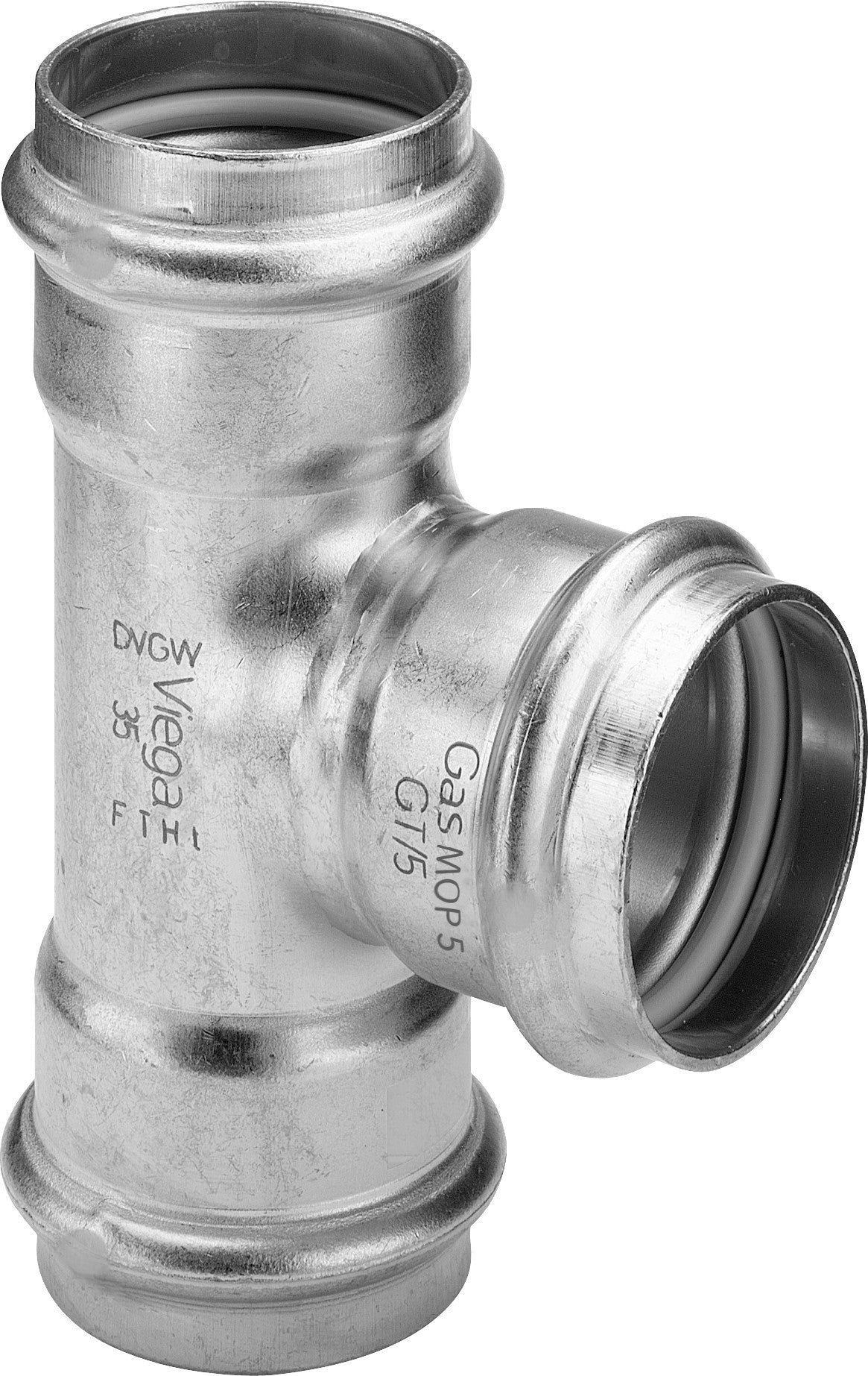 VIEGA Viega T-Stück mit SC Sanpress Inox G 0218 für Gas in 35mm Edelstahl   – 486 556