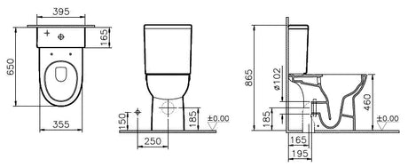 Alva Idea Kombi-Stand-WC Tiefsp. Barrieref., Sitzh. 46cm, spülrandl.,Weiß - AQBFIDWCTUS