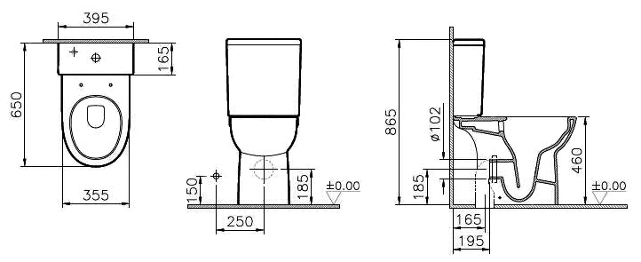 Alva Idea Kombi-Stand-WC Tiefsp. Barrieref., Sitzh. 46cm, spülrandl.,Weiß - AQBFIDWCTUS