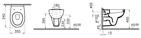 Alva Idea Wand-WC Tiefspüler + 6cm Barrierefrei, Weiß - AQBFIDWWCTES