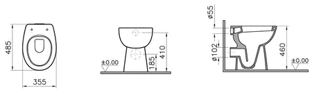 Alva Idea Stand-WC Tiefspüler Barrierefrei, Sitzhöhe 46cm, Weiß - AQBFIDWCTW