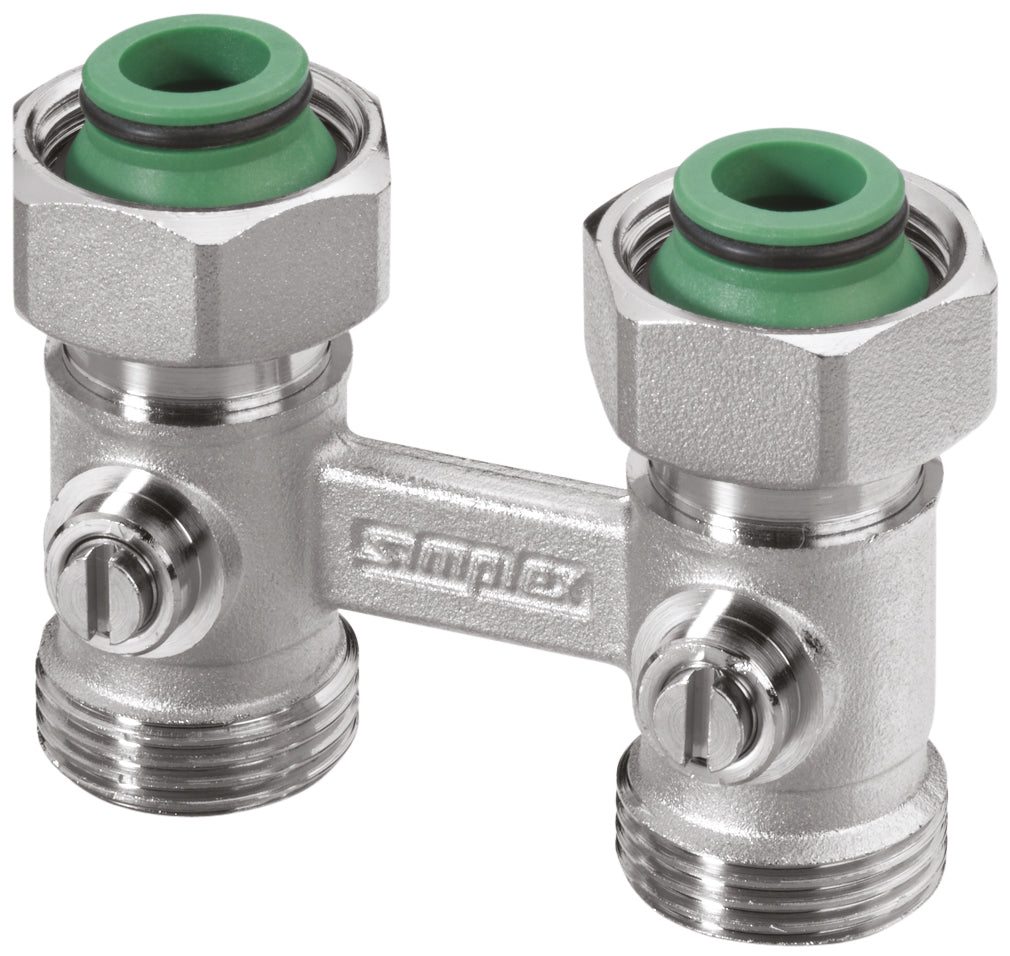 Alva Hahnblock Zweirohr Durchgang 3/4" 50mm, absperrb., mit Konuseinlegeteil - ALKHBD3/4