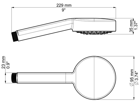 Alva Varia Handbrause 1-fach d 9,5cm, Chrom - AQARVAHB1.2