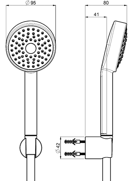 Alva Varia Wannenset, HB 1-fach Wandhalter, Brauseschl. 125 cm, Chrom - AQARVAWS1.2