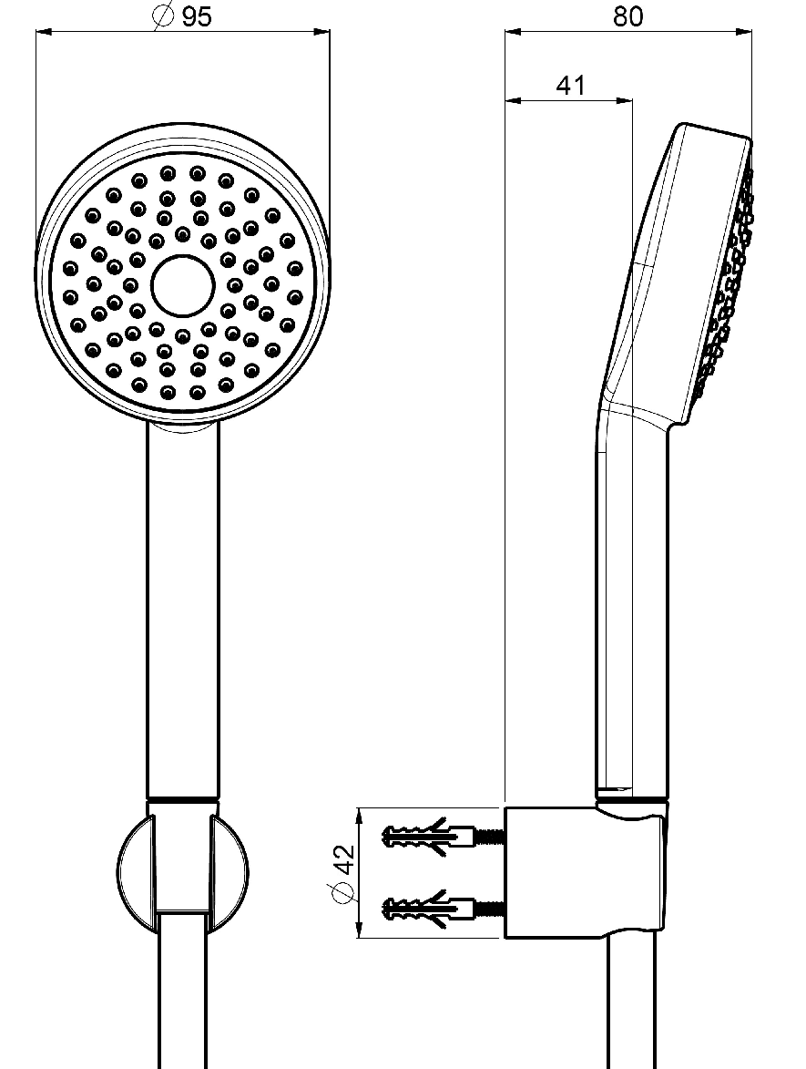 Alva Varia Wannenset, HB 1-fach Wandhalter, Brauseschl. 125 cm, Chrom - AQARVAWS1.2
