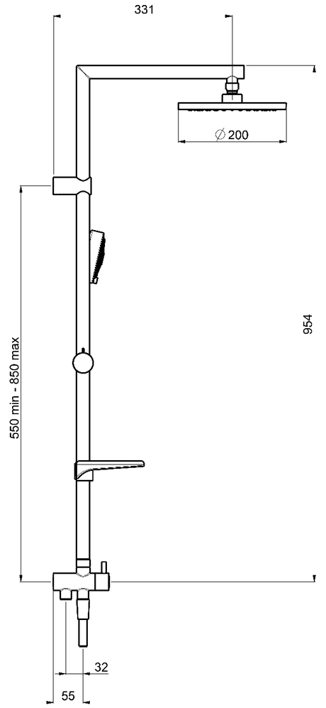 Alva Spa Duschsystem 95,4cm Chrom - AQARSPDS3