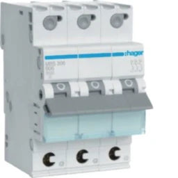 HAGER LS-Schalter 3polig 6kA B-6A 3M QC  – MBS306