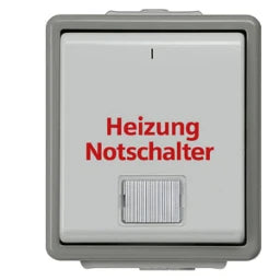 SIEMENS Heizungs-Notschalter 2-polig mit Fenster DELTA fläche IP44 AP dunkelgrau/hellgrau   – 5TA4742