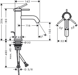 HANSGROHE HG Tecturis S WTM 110 mit Zugstangen-Ablaufgarnitur chrom  – 73310000
