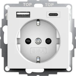 GIRA SCHUKO SH USB-Spannungsvers. 2f Typ A/C System 55 Reinweiß m   – 245927
