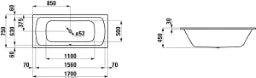 LAUFEN Laufen Pro Badewanne 170x75x45cm, oh.Antislip, weiß   – H2269500000401
