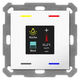 MDT KNX 55 x 55 mm Taster Light 4fach mit Farbdisplay und Temp.sensor reinweiß   – BE-TAS55T4.01