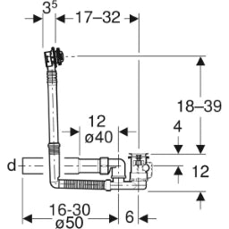 GEBERIT GE Badewannenablauf m. Drehbetaetigung d52mm  – 150.595.00.6