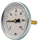 JAKO Bimetallthermometer 1/2"hinten 100mm Schaftl. 300mm 0-120°  – 2331000700
