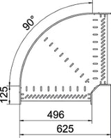 OBO Bogen 90° für Kabelrinne, horizontal 60x 500 Stahl bandverzinkt  – 6036570