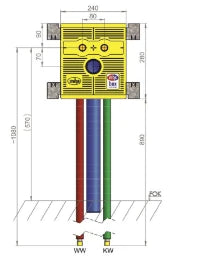 MHS mhs-Waschtisch 240 Auslass 80mm Unibox Rohr:Geberit FlowFit  – 20141FF5PO0000