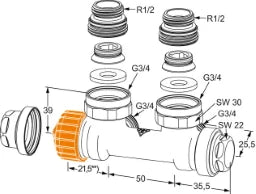 HEIMEIER IMI Multilux Eclipse Ventil Eck 1/2" IG, 3866-02.000   – 3866-02.000