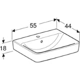 GEBERIT SANITAER Geberit Renova Plan WT 55x44cm weiß mit Hahnloch, mit Überlauf   – 501.632.00.1