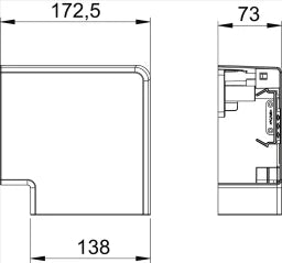 OBO Flachwinkel Haubenformteil 70x130mm Poly carbonat/Acrylnitril-Butadien-Styrol rei  – 6274420