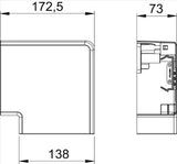 OBO Flachwinkel Haubenformteil 70x130mm Poly carbonat/Acrylnitril-Butadien-Styrol rei  – 6274420