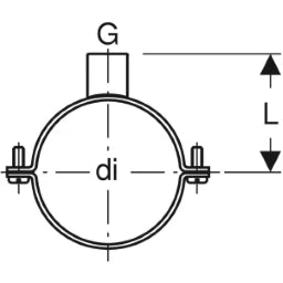GEBERIT GE PE Rohrschelle d 200mm verzinkt mit Gewindemuffe 1' 370840   – 370.840.00.1