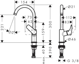 HANSGROHE HG Logis Waschtischmischer 210 Schwenkauslauf, chrom   – 71131000