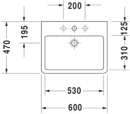 DURAVIT Duravit Vero Waschtisch 600x470mm, 1HL, weiß   – 0454600000