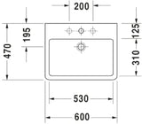 DURAVIT Duravit Vero Waschtisch 600x470mm, 1HL, weiß   – 0454600000