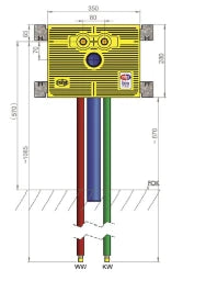 MHS mhs-Waschtisch 350 Auslass 80mm Unibox Rohr:Geberit Mepla  – 30142ME5PO0000