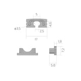 BILTON BLine E-S-ON01 Endkappe silber für P-S-O N01 und  C-S-01 mit Kabelschlitz  – 171979_00