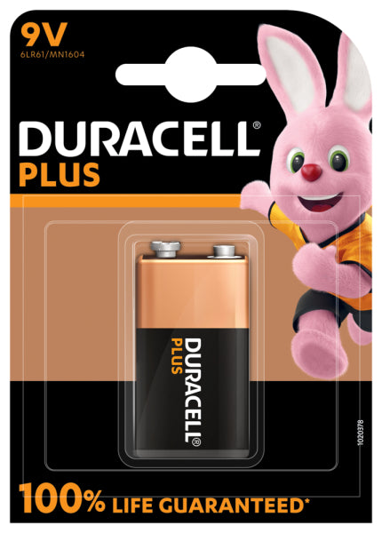 DURACELL Plus100 Power Alkaline Batterie 9V MN1604, 6LR61, 1er Blister   – 5002489